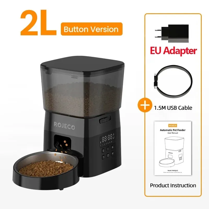 Distributeur automatique de croquettes ROJECO pour chats et chiens, modèle à bouton 11