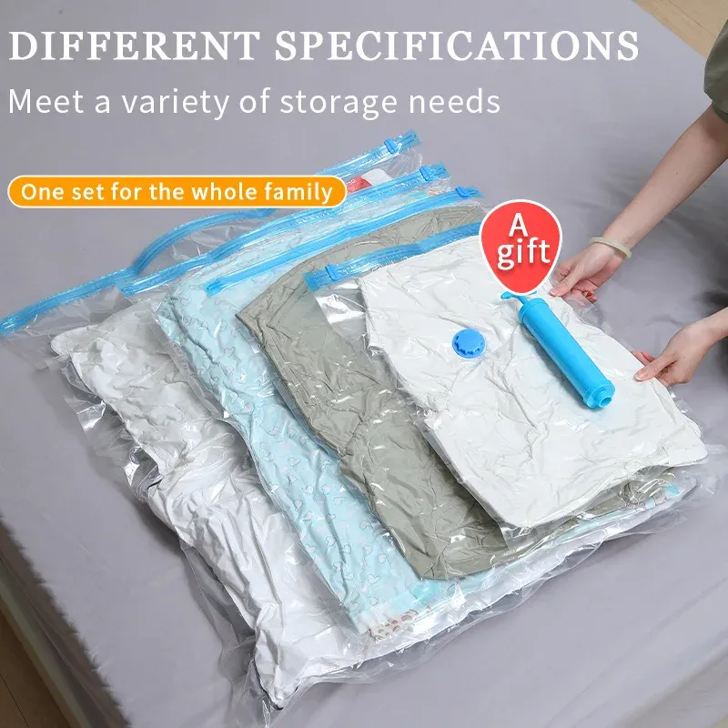 Sacs de rangement sous vide pour vêtements et literie, sacs compressibles gain de place, sac de rangement pliable, lot de 5, 12 ou 48 pièces 2
