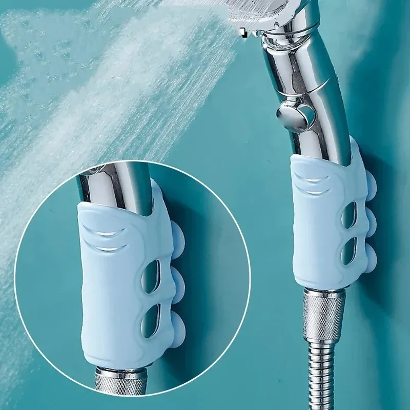 Support de pommeau de douche mobile en silicone avec ventouse, réglable, réutilisable et sans perçage, 1 pièce 2