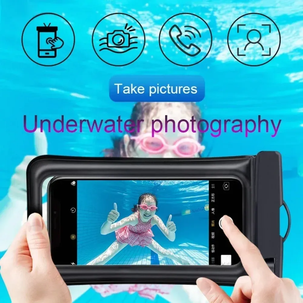 Pochette Étanche Transparente pour Téléphone en PVC, Compatible Écran Tactile, avec Fermeture Lumineuse, pour Natation, Plongée et Sources Chaudes - Image 1