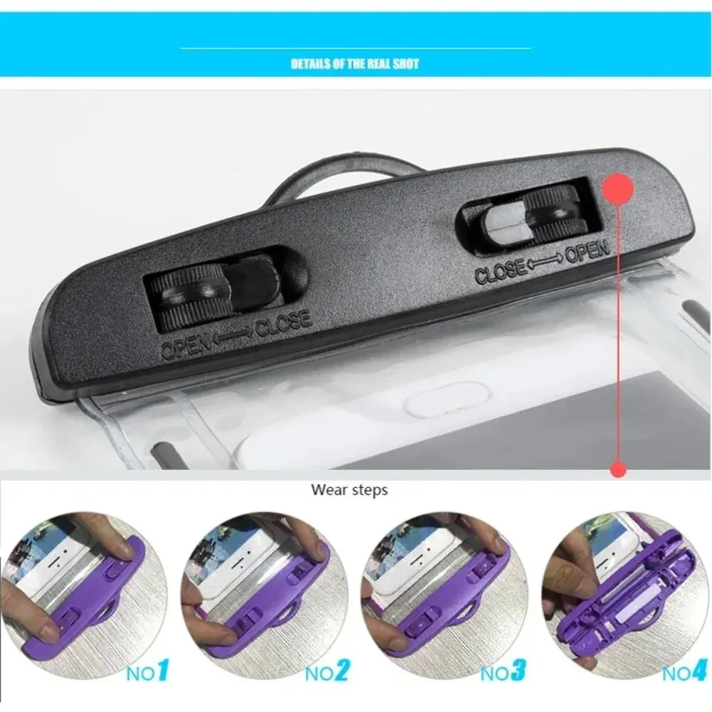 Pochette Étanche Transparente pour Téléphone en PVC, Compatible Écran Tactile, avec Fermeture Lumineuse, pour Natation, Plongée et Sources Chaudes 3