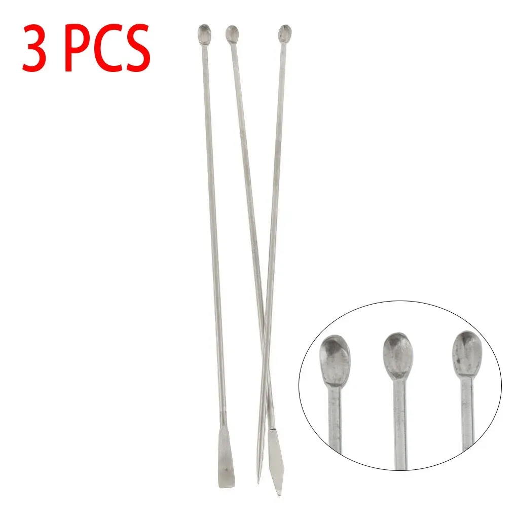 Spatule de laboratoire en acier inoxydable, lot de 3, cuillère de prélèvement pour la pesée de poudre, spatule de mélange - Image 1