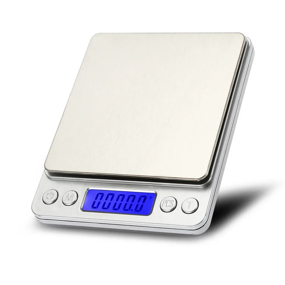 Balance numérique 3 kg, précision 0,1 g, format de poche, avec 2 plateaux, argent, étui inclus 2