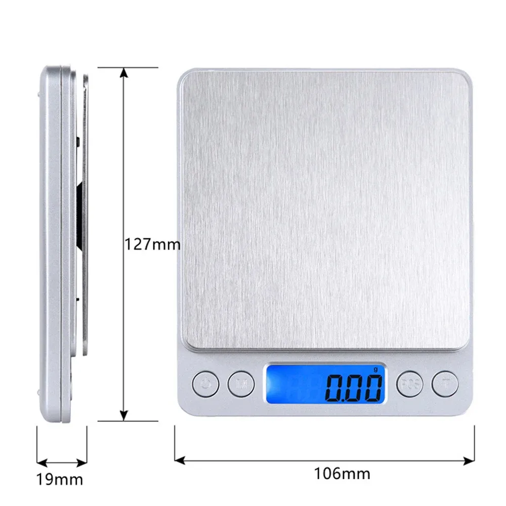 Balance numérique 3 kg, précision 0,1 g, format de poche, avec 2 plateaux, argent, étui inclus 5