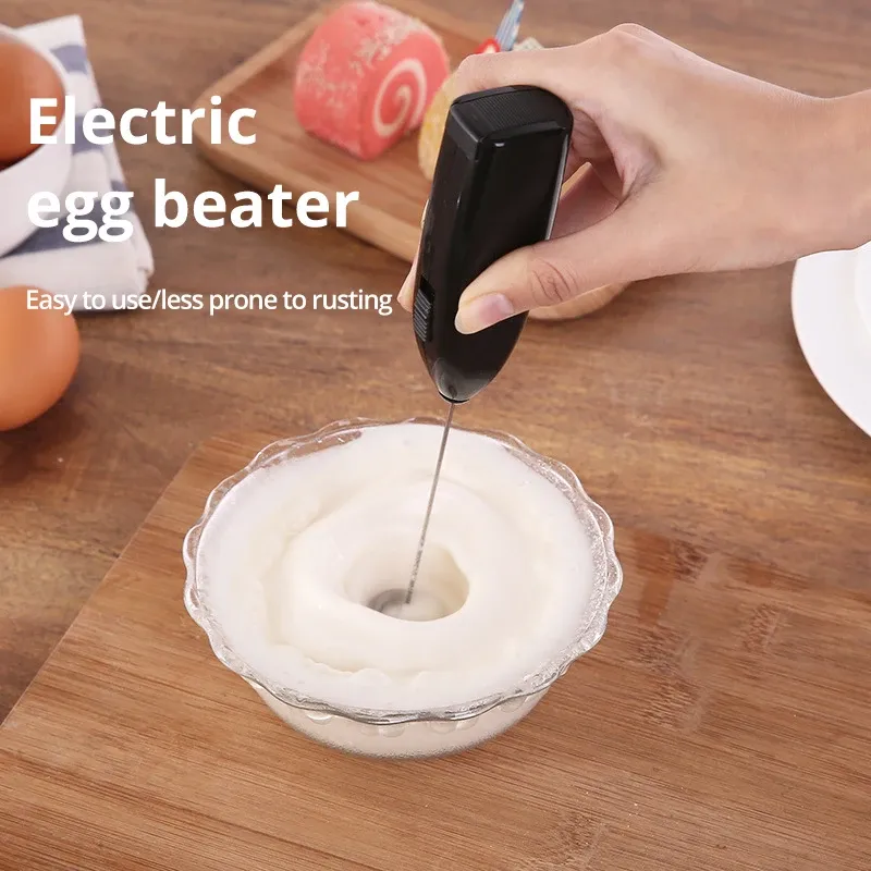 Mini Batteur Électrique Mousseur à Lait en Acier Inoxydable pour Café, Lait et Thé