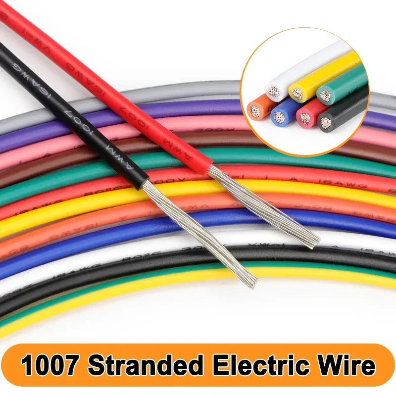 Fil électrique torsadé 1007, 12 couleurs, 5 m / 10 m, calibres 16 à 30 AWG, câble en cuivre étamé isolé PVC pour ligne LED