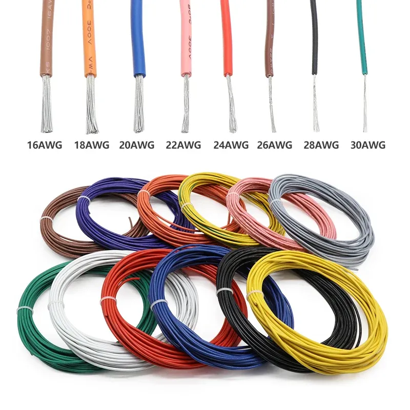 Fil électrique torsadé 1007, 12 couleurs, 5 m / 10 m, calibres 16 à 30 AWG, câble en cuivre étamé isolé PVC pour ligne LED 5