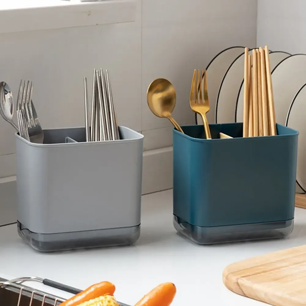 Support de rangement pour ustensiles de cuisine avec égouttoir à baguettes - Image 1