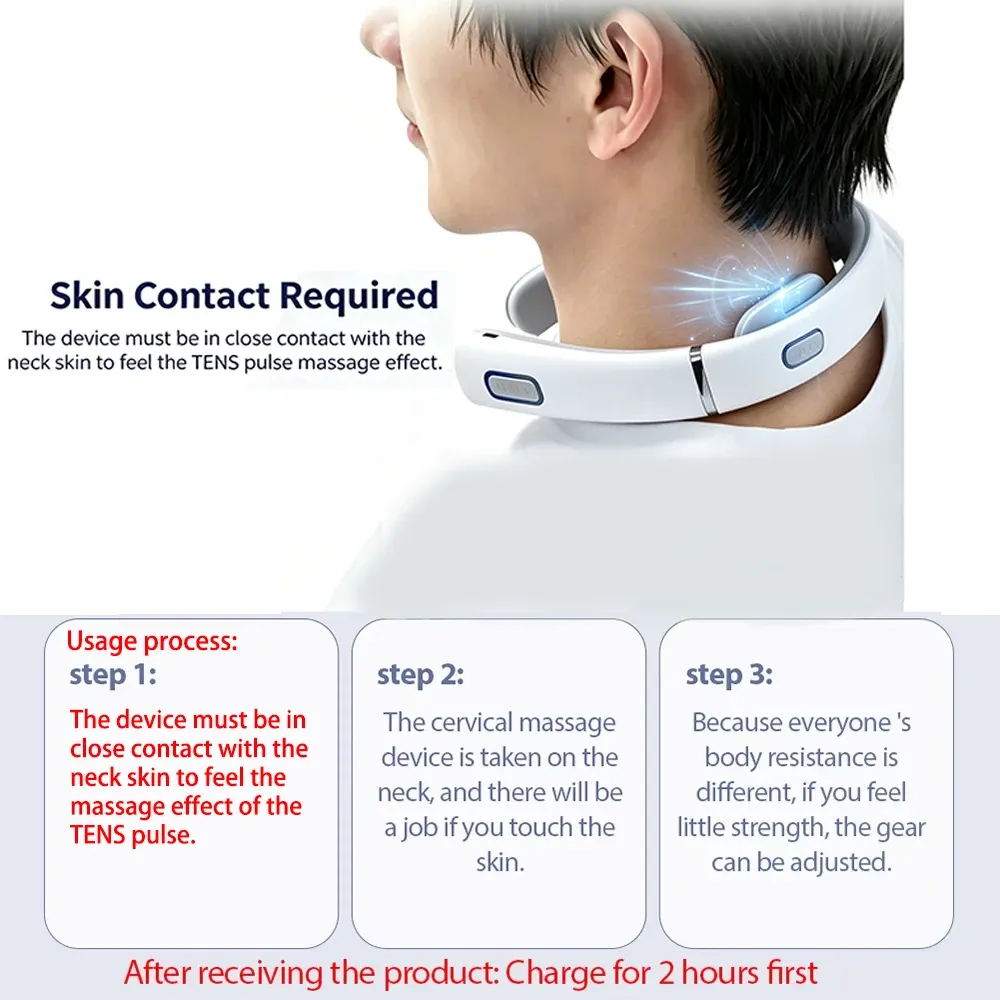 Masseur cervical intelligent sans fil à impulsions TENS avec fonction chauffante pour le cou et les épaules 4