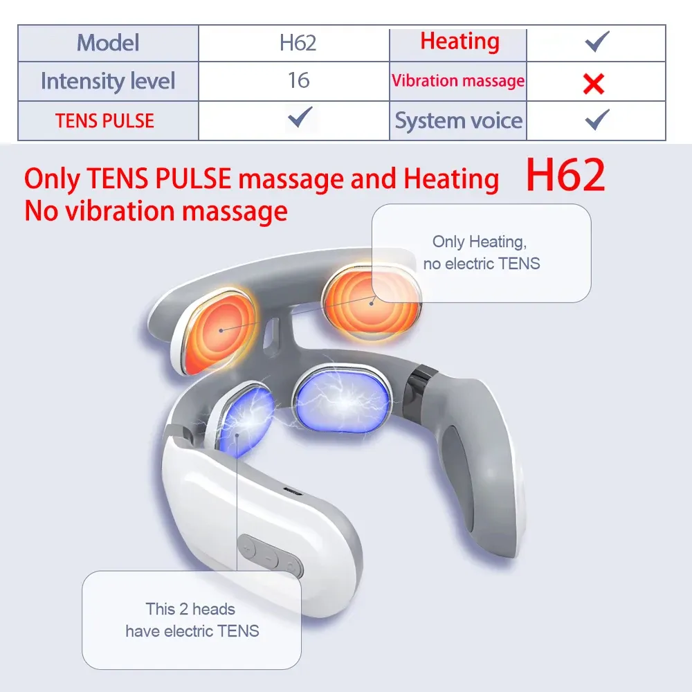 Masseur cervical intelligent sans fil à impulsions TENS avec fonction chauffante pour le cou et les épaules 8