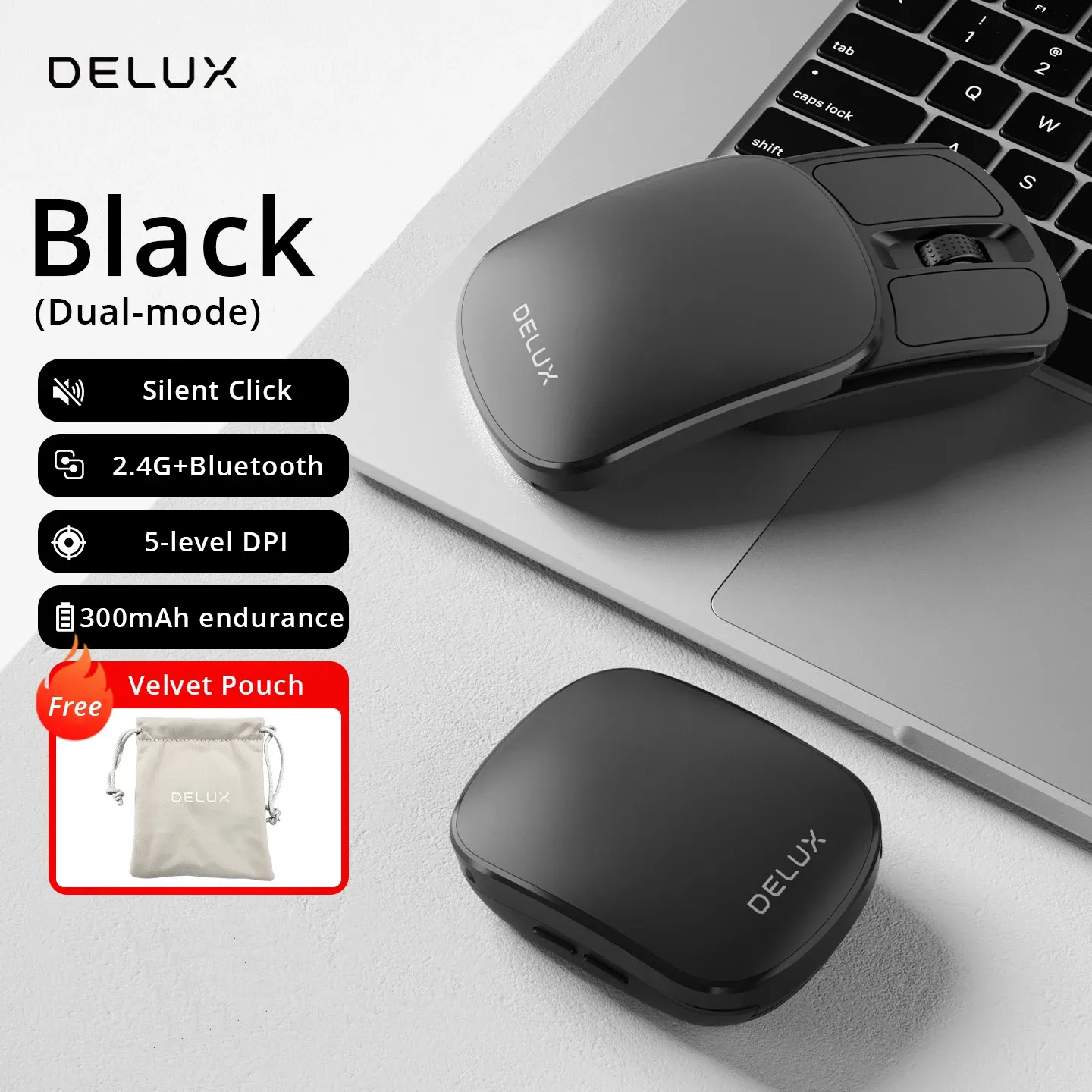 Souris pliable de poche sans fil 2.4G et Bluetooth 5.2, silencieuse, ultra-légère (55 g), pour MacBook, tablette et ordinateur portable 7