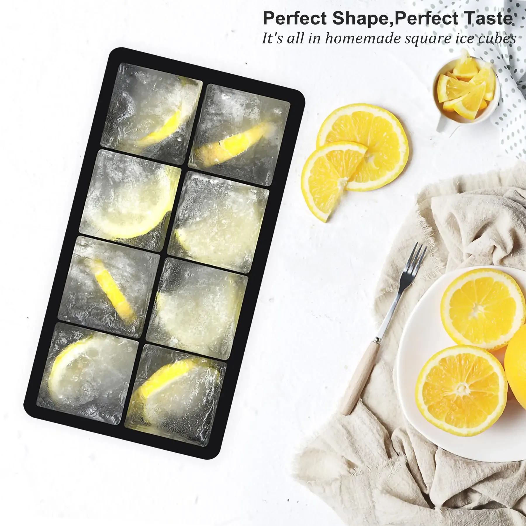 Bac à glaçons carré en silicone de qualité alimentaire avec couvercle, 4, 6, 8 ou 15 compartiments, grand format pour whisky 3