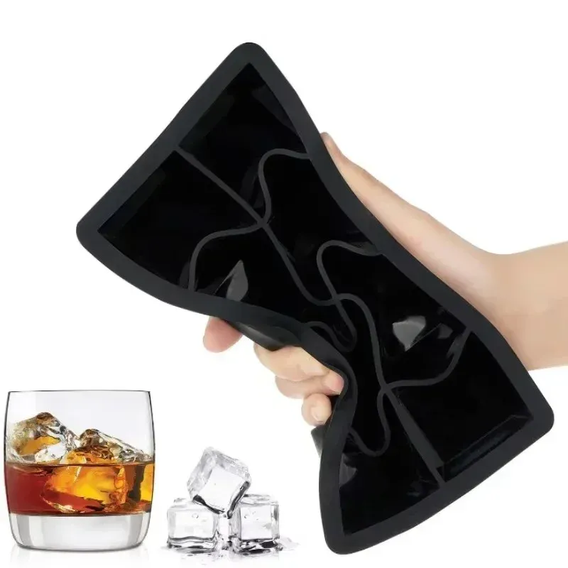 Bac à glaçons carré en silicone de qualité alimentaire avec couvercle, 4, 6, 8 ou 15 compartiments, grand format pour whisky 5