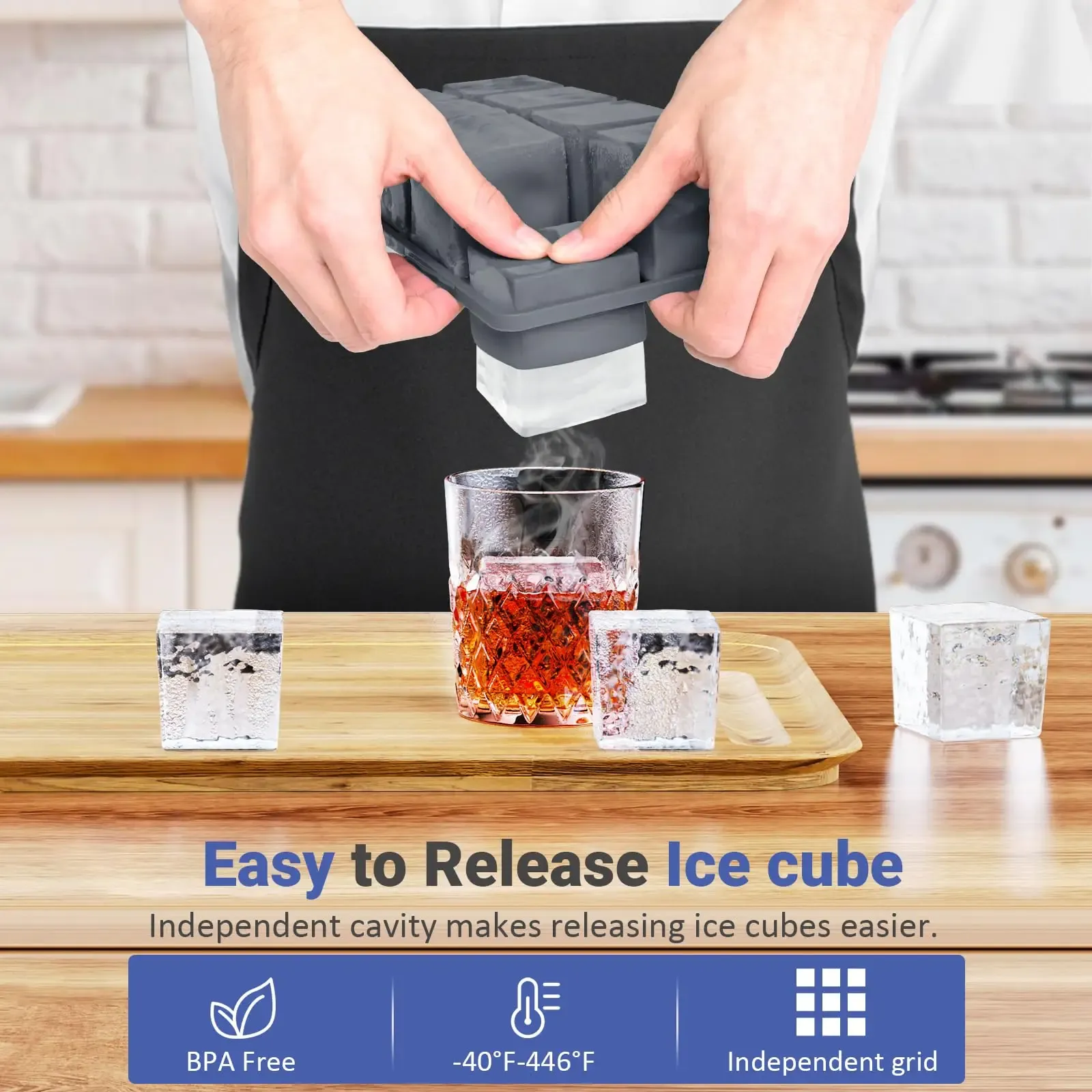 Glaçons carrés pour cocktails, présentation