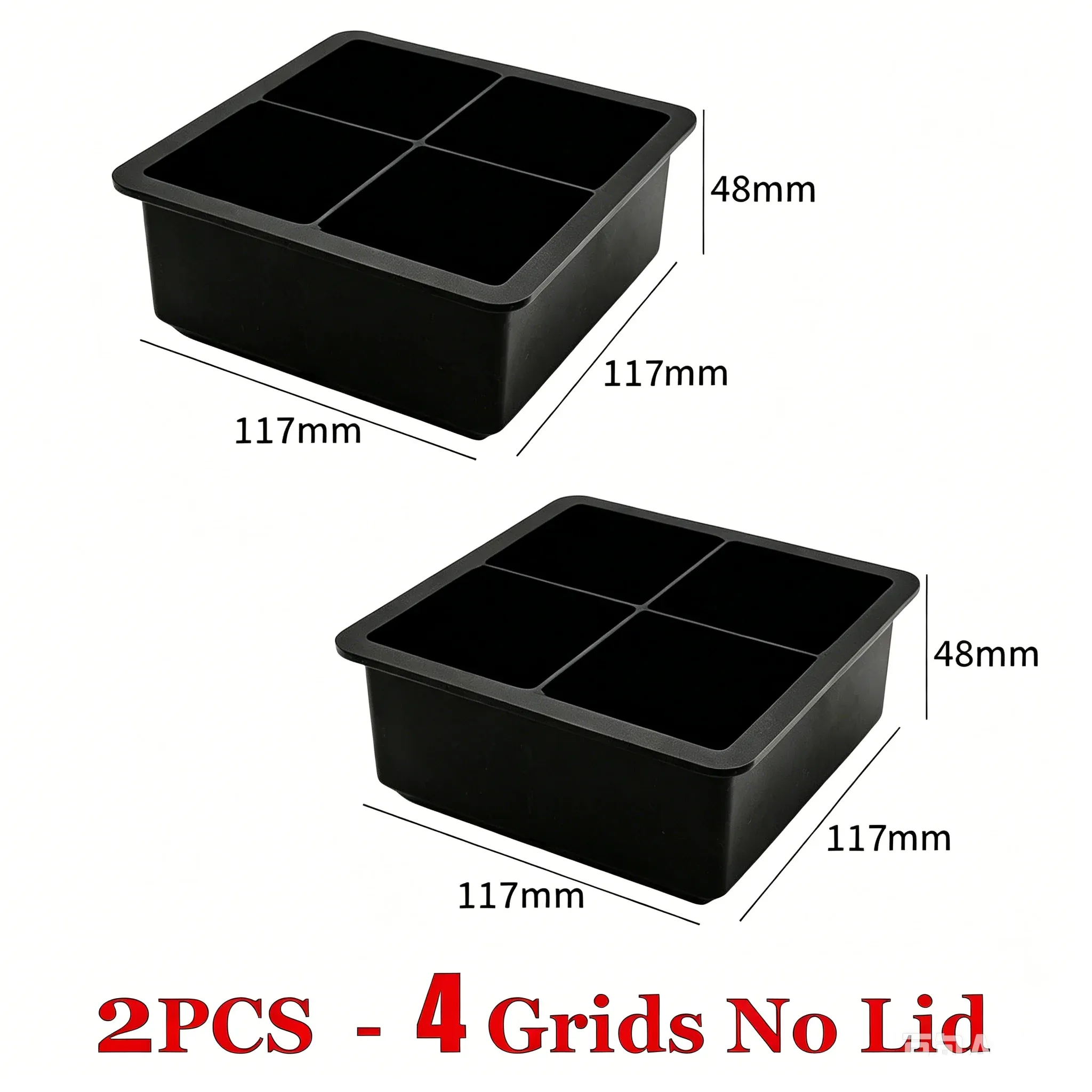Bac à glaçons carré en silicone de qualité alimentaire avec couvercle, 4, 6, 8 ou 15 compartiments, grand format pour whisky 14