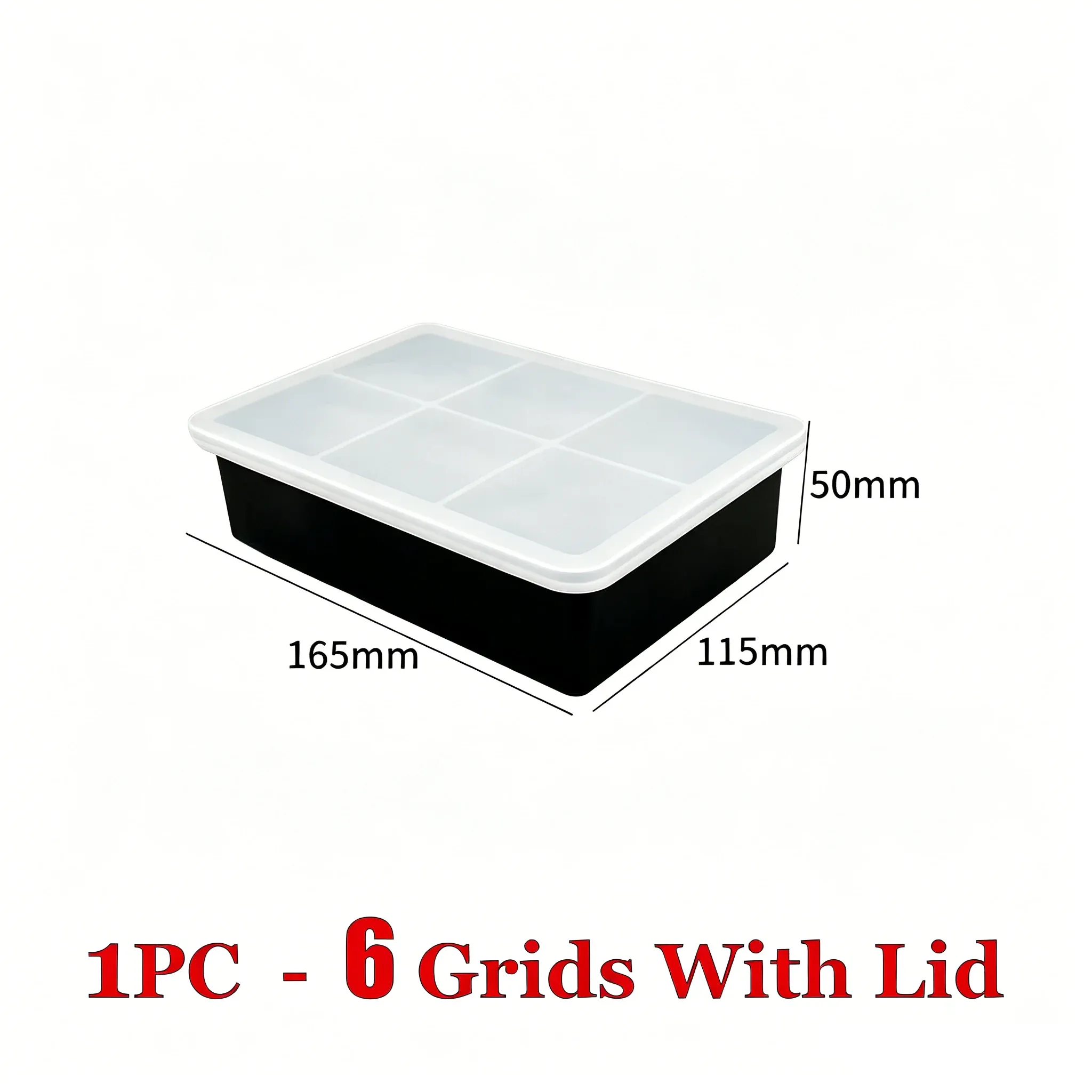 Bac à glaçons carré en silicone de qualité alimentaire avec couvercle, 4, 6, 8 ou 15 compartiments, grand format pour whisky 7