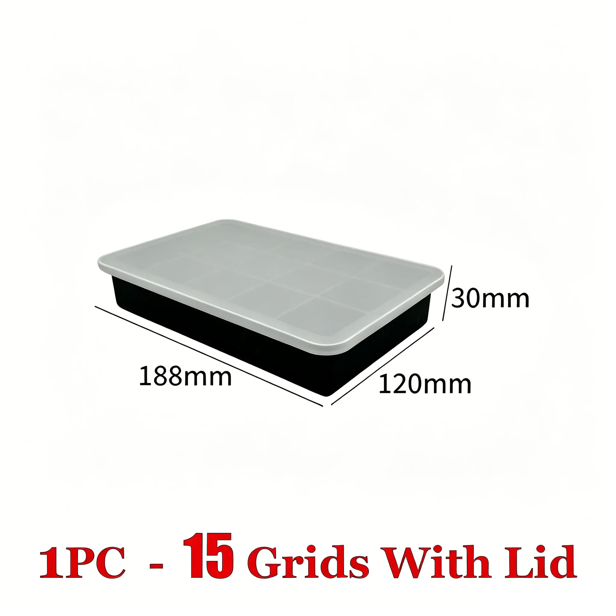 Bac à glaçons carré en silicone de qualité alimentaire avec couvercle, 4, 6, 8 ou 15 compartiments, grand format pour whisky 15