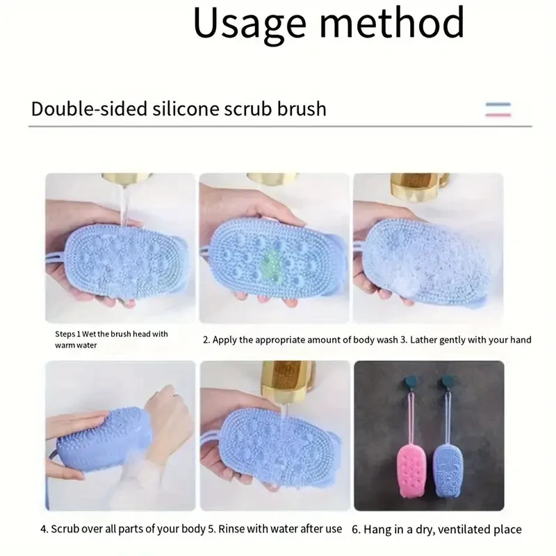 Brosse exfoliante en silicone double face pour le bain et la douche, douce et efficace pour un massage profond du corps 4