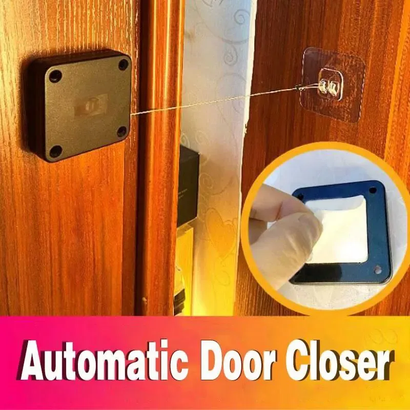 Ferme-porte automatique à capteur sans perçage, noir, dispositif d'arrêt automatique télescopique, 1 pièce 4