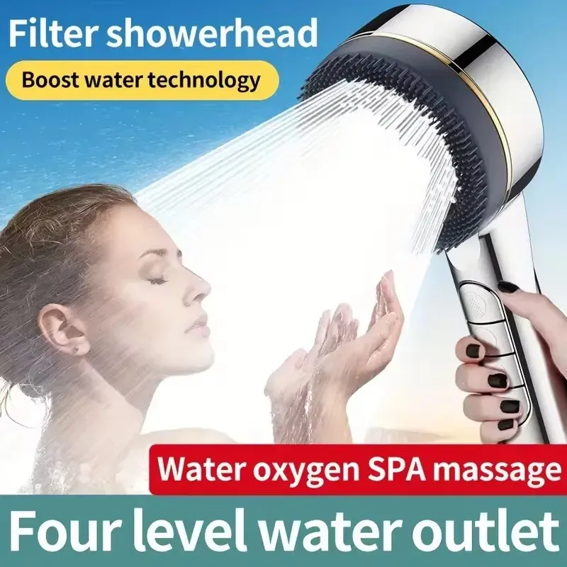 Pommeau de douche filtré haute pression à 4 réglages avec joint d'étanchéité 4
