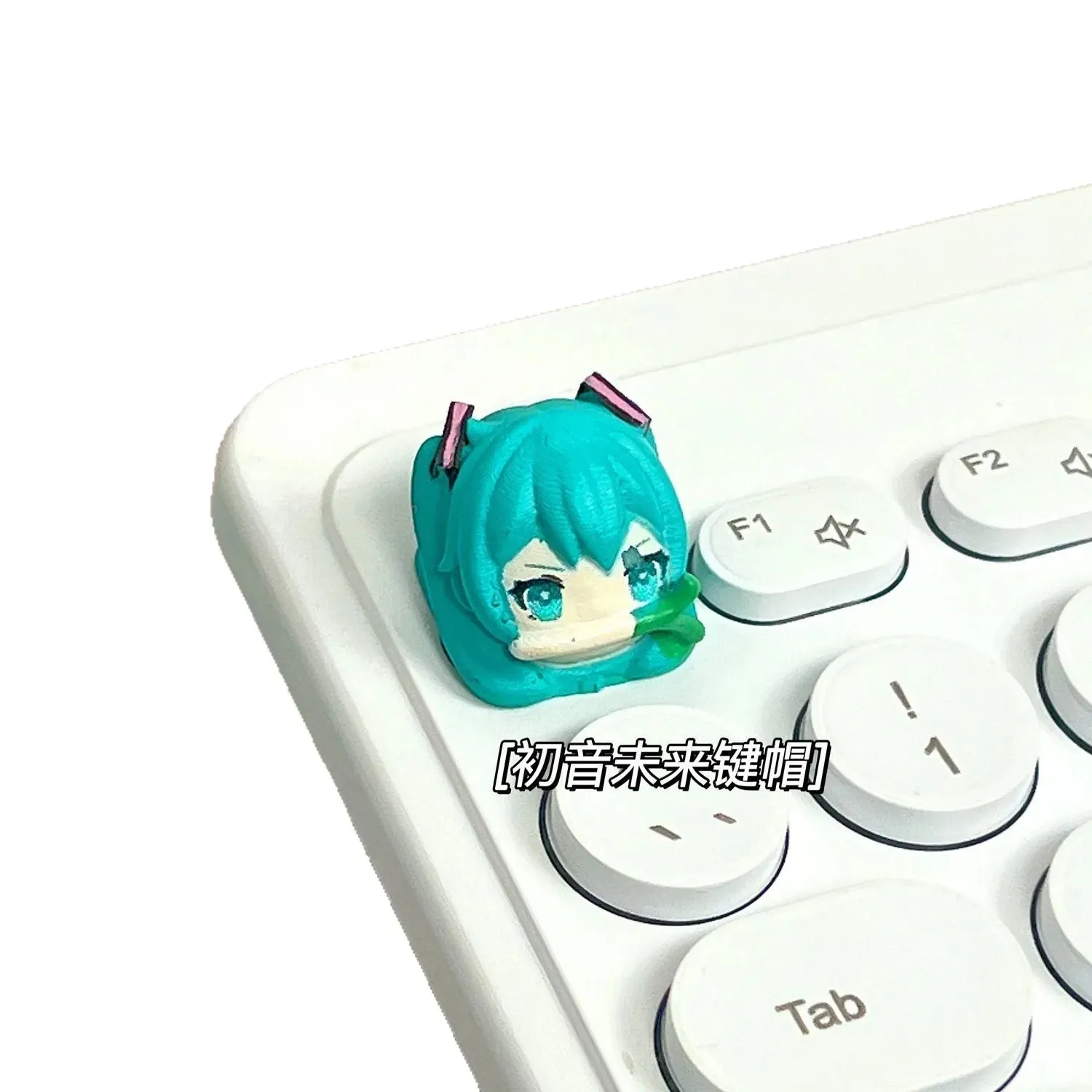 Keycap Hatsune Miku mignon en PBT pour clavier mécanique, bricolage, design anime, résine, décoration et cadeau 6