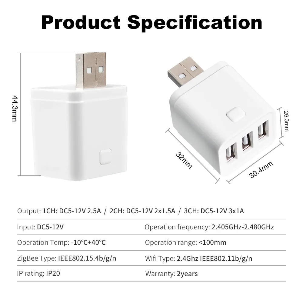 Adaptateur USB intelligent Tuya, contrôle vocal