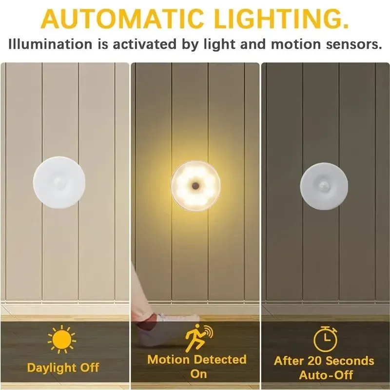 Veilleuse LED rechargeable USB à capteur de mouvement pour chambre, escalier et couloir 4