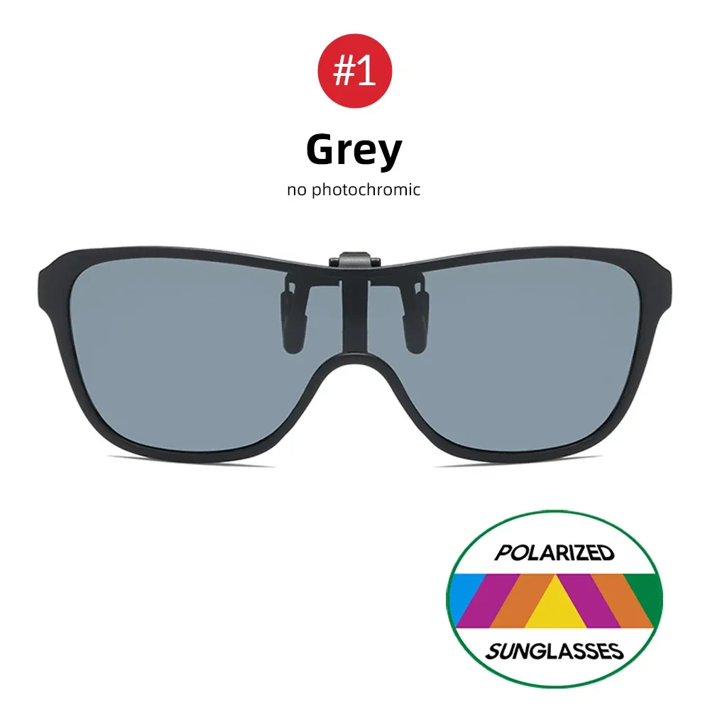 Lunettes de soleil à clip, grande monture, polarisées et relevables, pour homme, adaptées à la conduite, verres miroir bleus et rouges 15