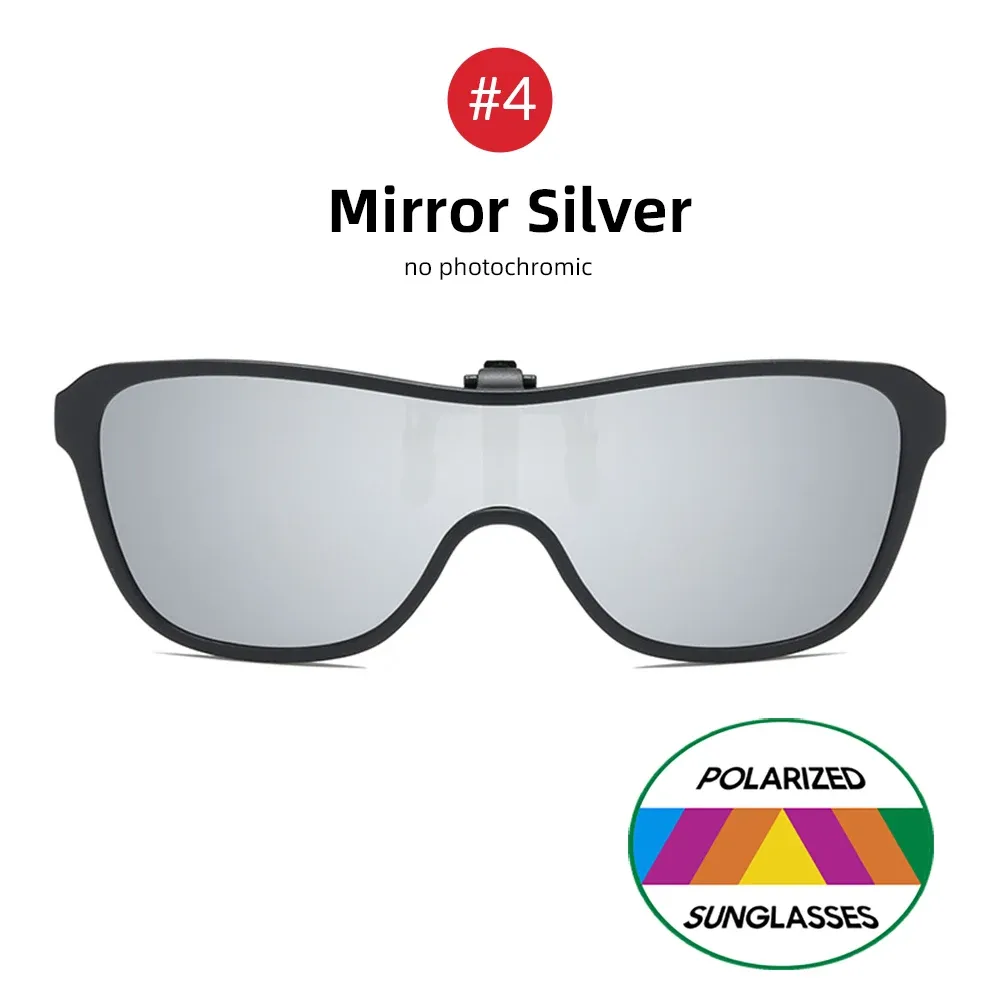 Lunettes de soleil à clip, grande monture, polarisées et relevables, pour homme, adaptées à la conduite, verres miroir bleus et rouges 13