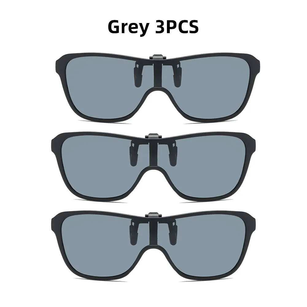 Lunettes de soleil à clip, grande monture, polarisées et relevables, pour homme, adaptées à la conduite, verres miroir bleus et rouges 14
