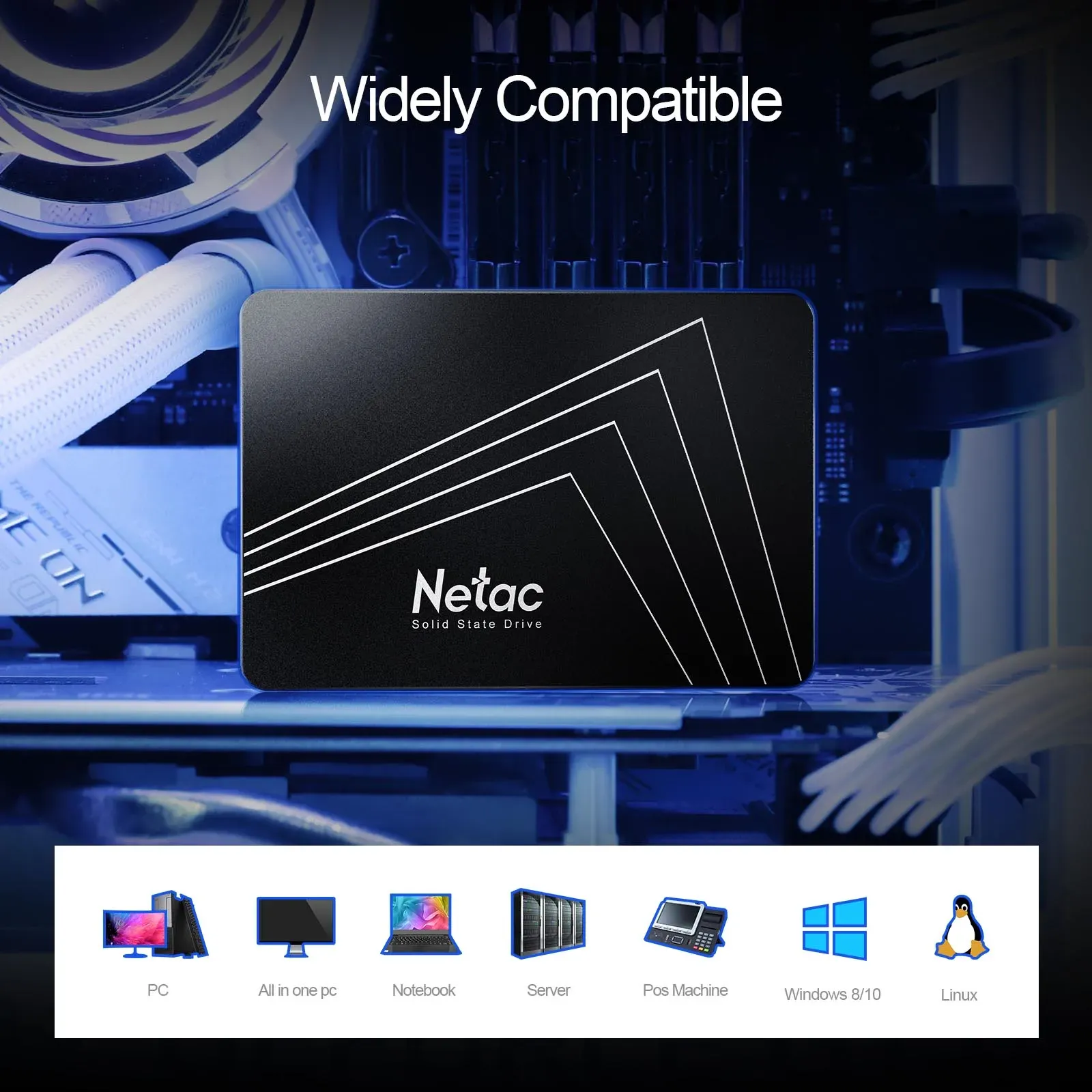 Netac SSD SATA 128 Go, 256 Go, 512 Go, 1 To, 2 To, SATA III 2,5 pouces, disque dur interne SSD pour ordinateur portable et de bureau 2