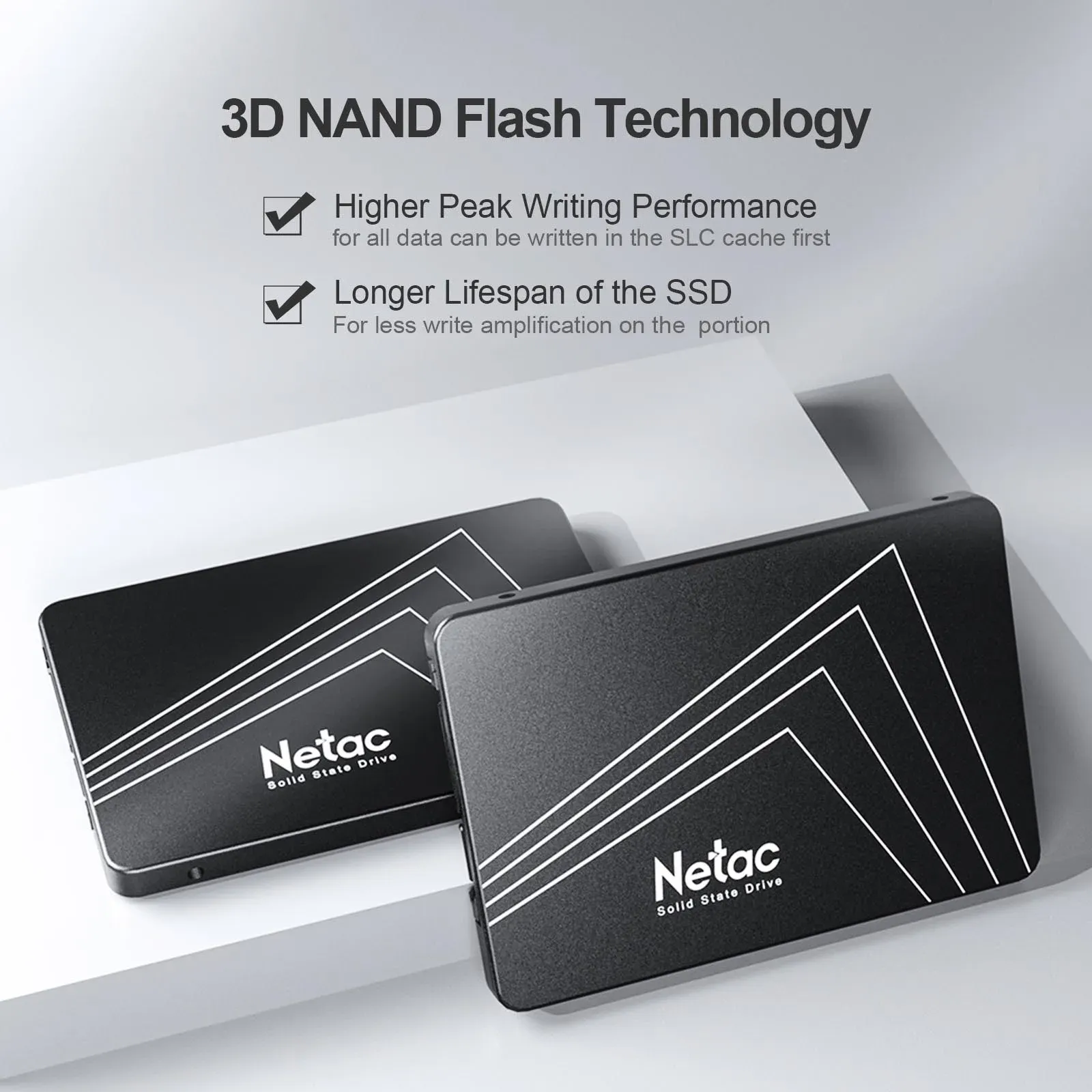 Netac SSD SATA 128 Go, 256 Go, 512 Go, 1 To, 2 To, SATA III 2,5 pouces, disque dur interne SSD pour ordinateur portable et de bureau 4