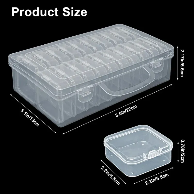 Boîte de rangement transparente pour perles multi-tailles, 15, 20 ou 45 compartiments, couvercle articulé anti-poussière 4