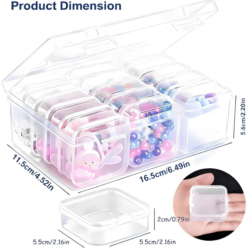 Boîte de rangement transparente pour perles, rangement d'accessoires