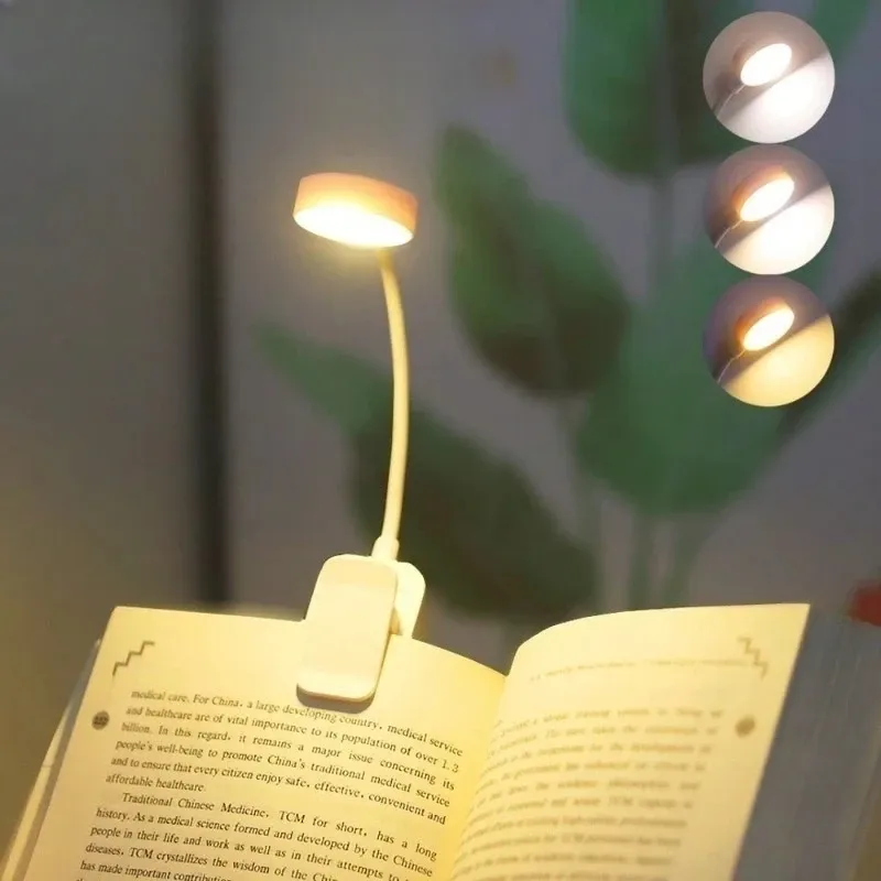 Lampe de lecture LED portable à pince Runtowo, rechargeable sur batterie, 3 couleurs, éclairage protège-yeux à intensité progressive, mini lampe de bureau