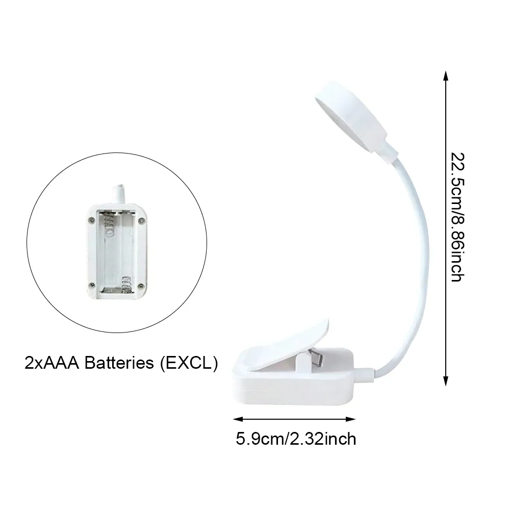 Lampe de lecture LED portable à pince Runtowo, rechargeable sur batterie, 3 couleurs, éclairage protège-yeux à intensité progressive, mini lampe de bureau 4