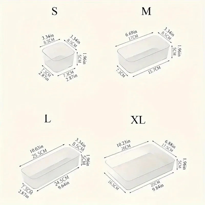 Ensemble de 4 à 7 organiseurs de tiroirs en acrylique transparent, boîte de rangement cosmétique pour coiffeuse, fournitures de bureau et organisateur de tiroirs pour la maison 6