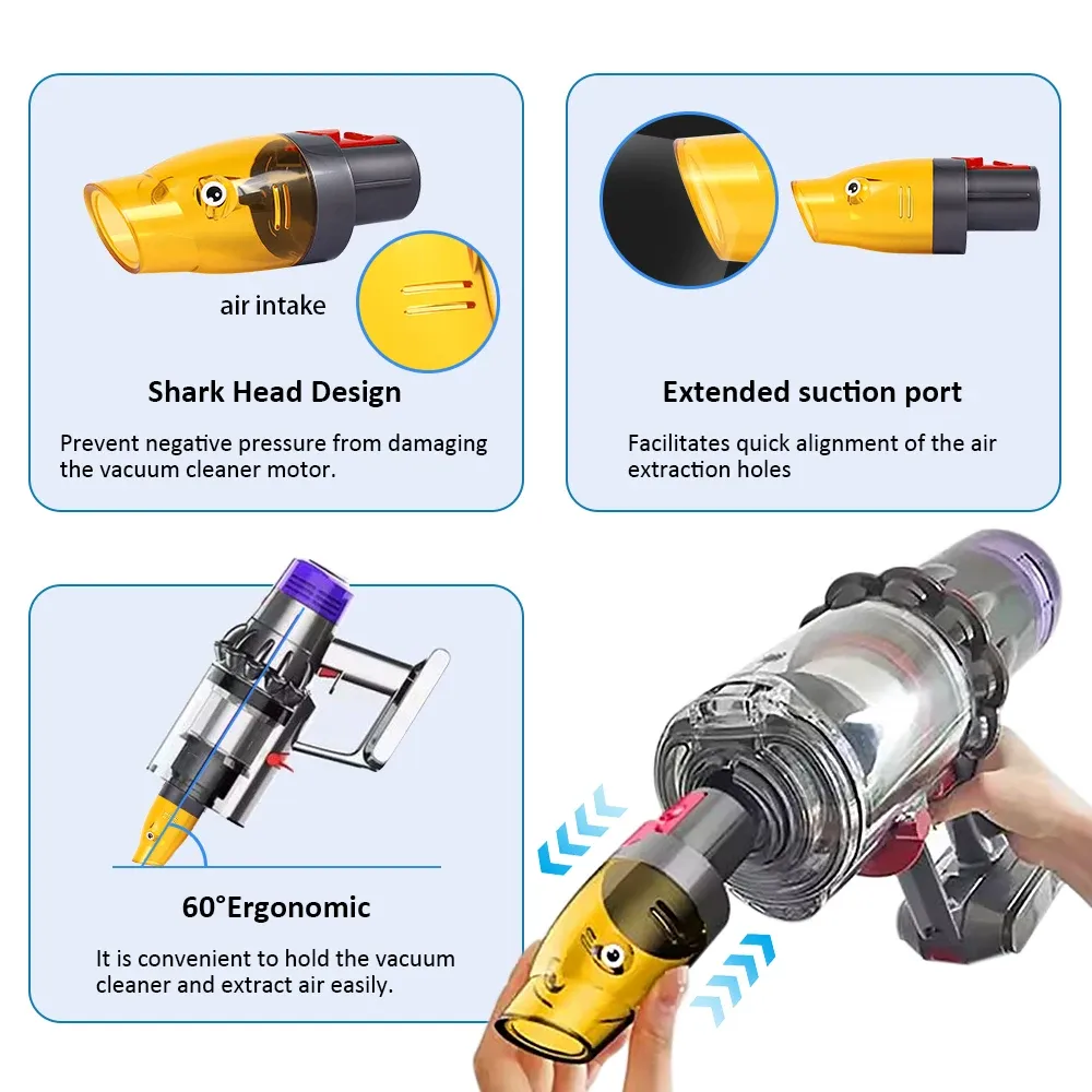 Tête d'aspiration sous vide pour aspirateur Dyson V7, V8, V10, V11, V15 (SV10, SV12, SV14) pour sacs de rangement 3