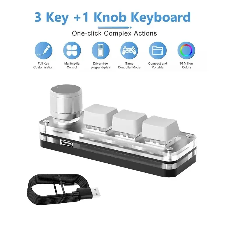 Mini clavier macro mécanique 3 touches RVB programmable, portable, compatible Photoshop 7