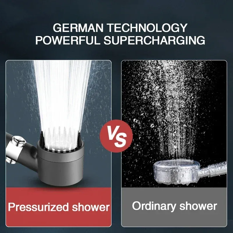 Pommeau de douche à filtre haute pression, jet réglable à 3 modes avec brosse de massage, pommeau de pluie, accessoires de salle de bains 5