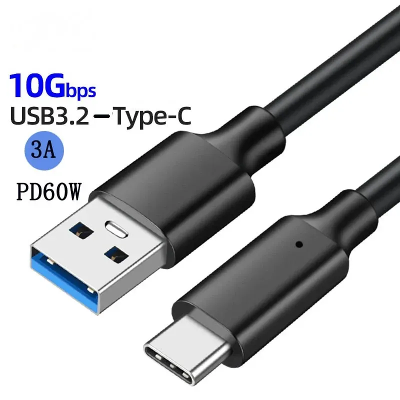 Câble USB 3.2 10 Gbps USB Type A vers USB-C 3.2 Gen 2, câble de transfert de données pour SSD et disque dur, charge rapide 3 A 60 W QC 3.0, 1 m / 2 m 7