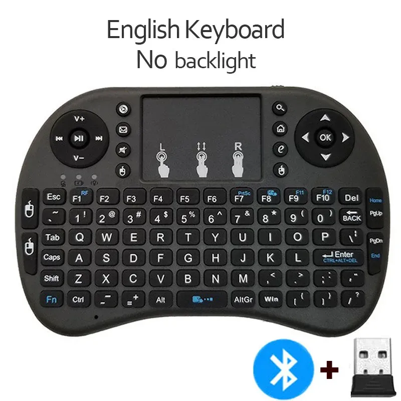 Mini clavier sans fil rétroéclairé avec souris aérienne, Bluetooth 2.4G, disposition russe et espagnole, pavé tactile, compatible Android TV Box et PC (I8) 7