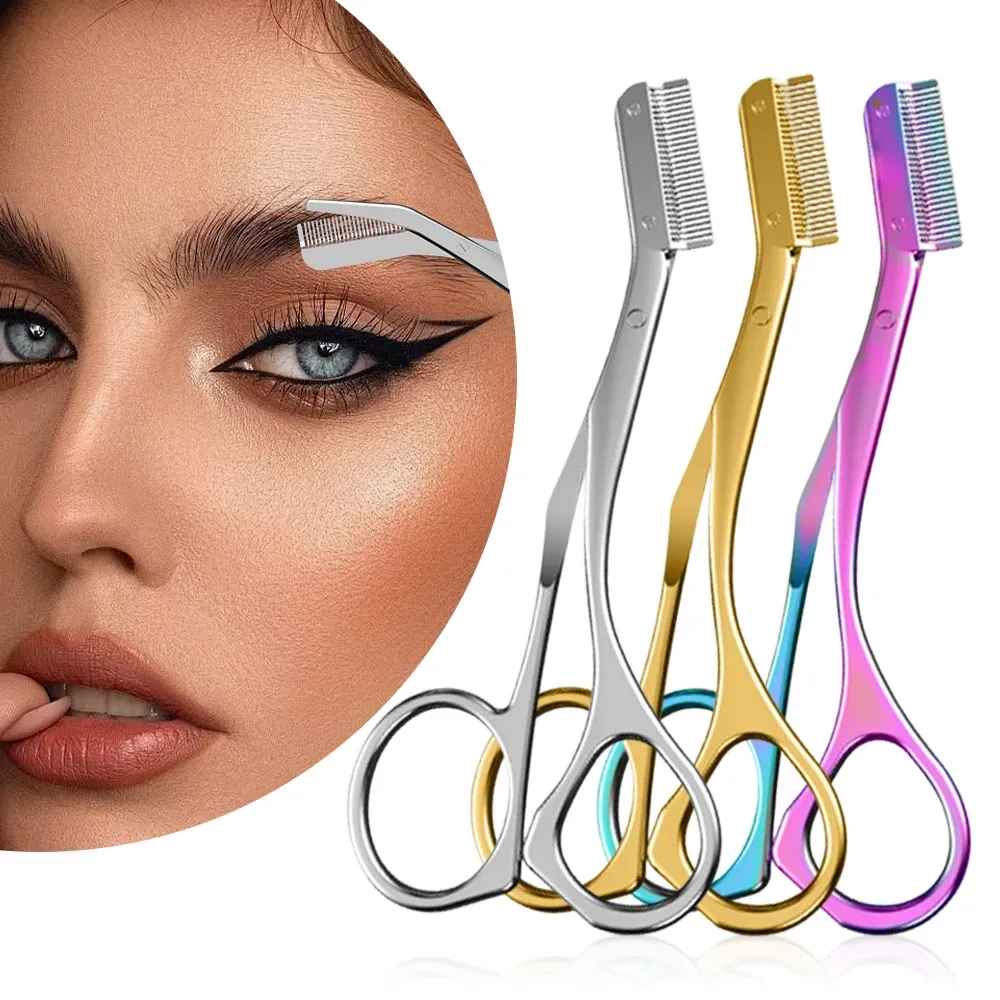 Tondeuse à sourcils professionnelle en acier inoxydable avec peignes de guidage