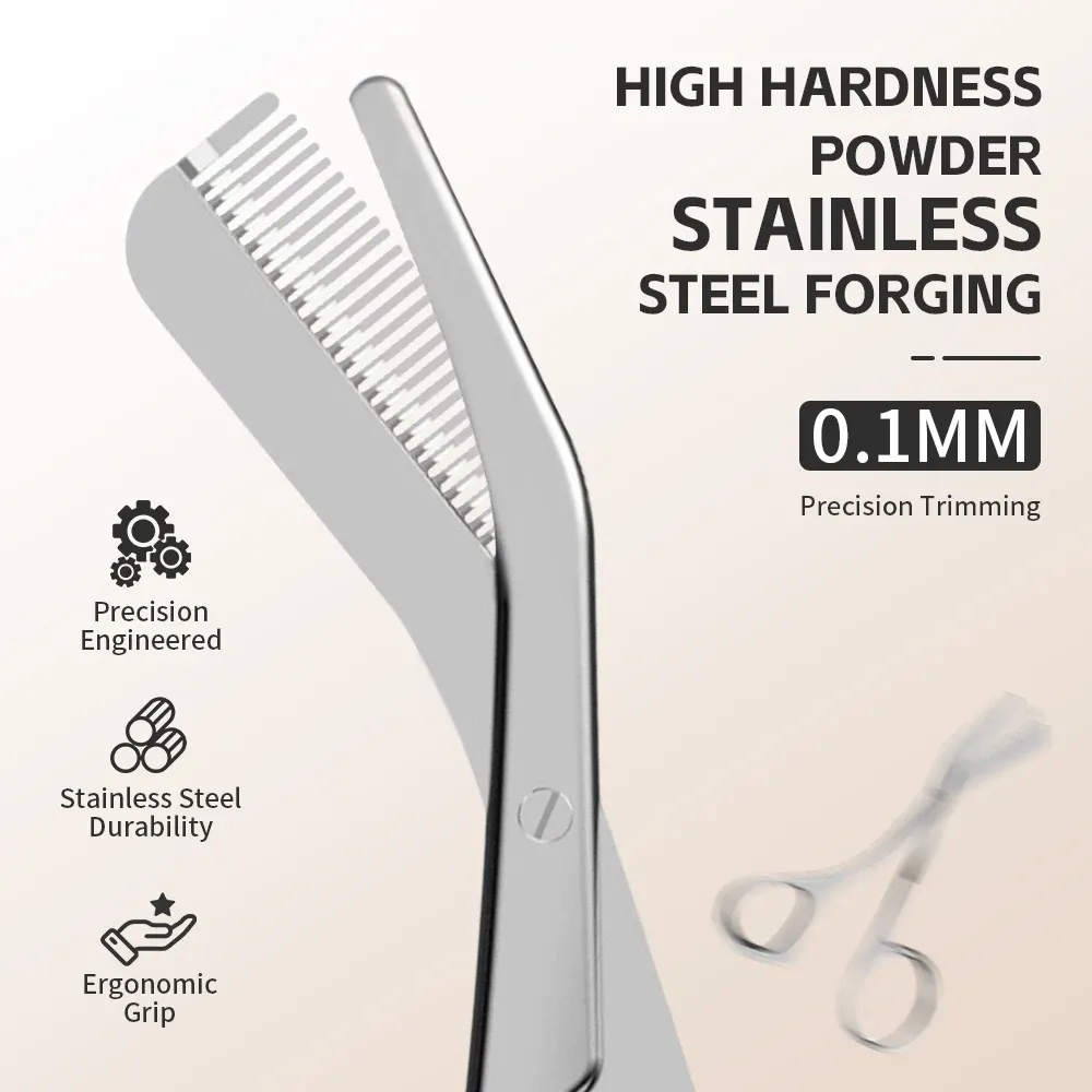 Tondeuse à sourcils professionnelle en acier inoxydable avec peignes de guidage 5