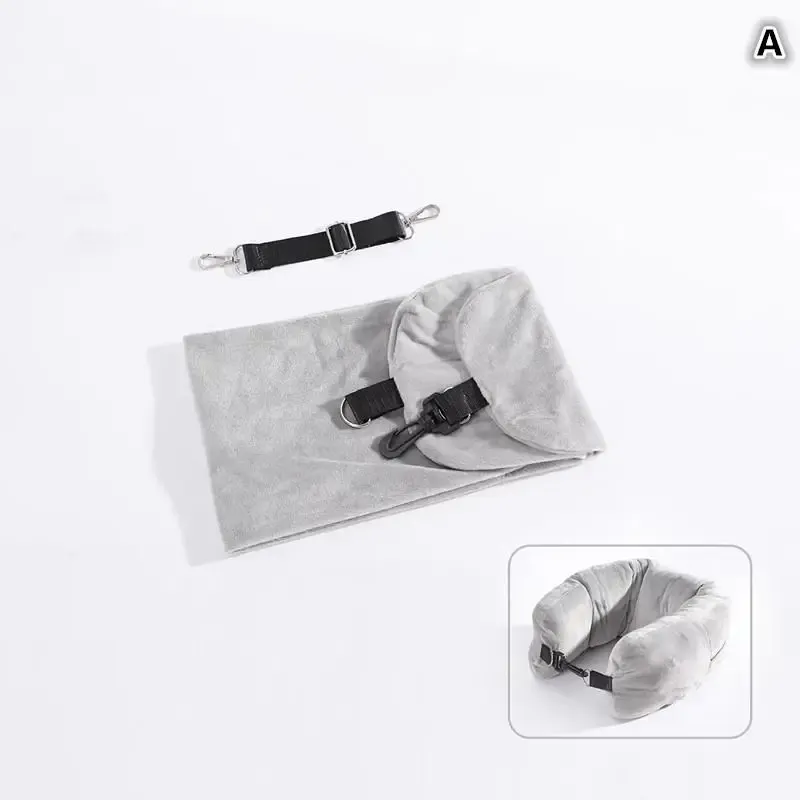 Coussin de voyage en U en polaire cristalline avec pochette de rangement pour vêtements 10