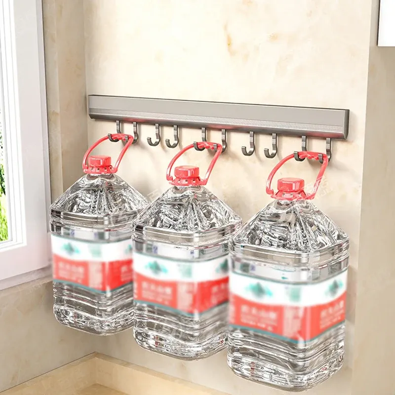 Support de rangement de cuisine en alliage d'aluminium, support mural pour ustensiles de cuisine, porte-serviettes pour peignoir de bain 4