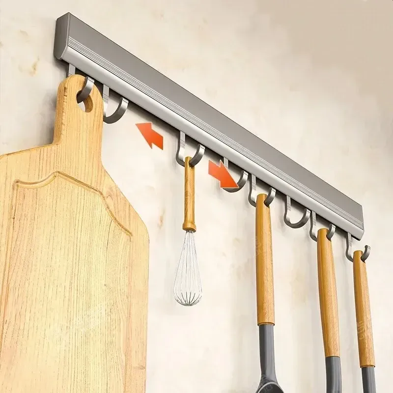Support de rangement de cuisine en alliage d'aluminium, support mural pour ustensiles de cuisine, porte-serviettes pour peignoir de bain 5