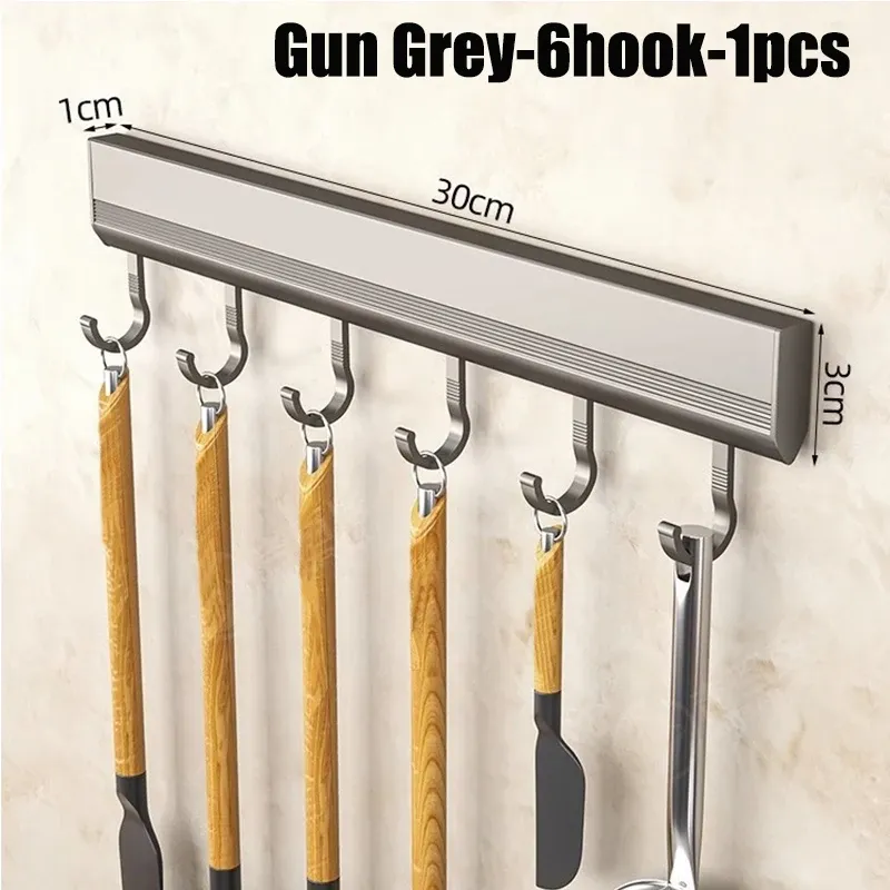 Support de rangement de cuisine en alliage d'aluminium, support mural pour ustensiles de cuisine, porte-serviettes pour peignoir de bain 9