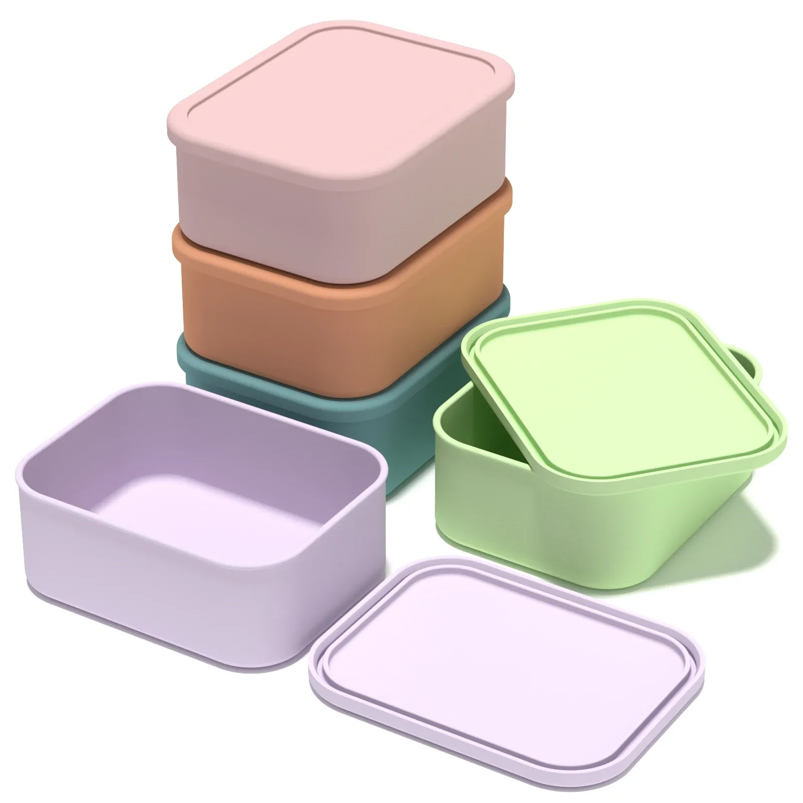 Boîte Bento rectangulaire en silicone avec couvercle, 300 ml / 700 ml - Image 1