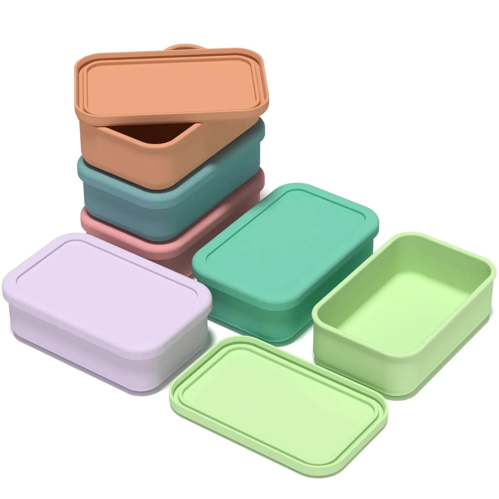 Boîte Bento rectangulaire en silicone avec couvercle, 300 ml / 700 ml 3
